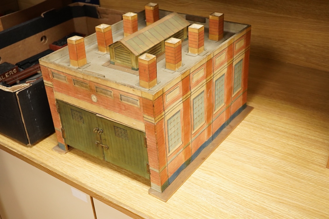 Eleven 0 gauge railway wooden freight wagons, wooden bodies and most possibly kit built using Bonds etc. parts, including a Leeds bogie mineral wagon, together with two kit or scratchbuilt wooden London Underground stati